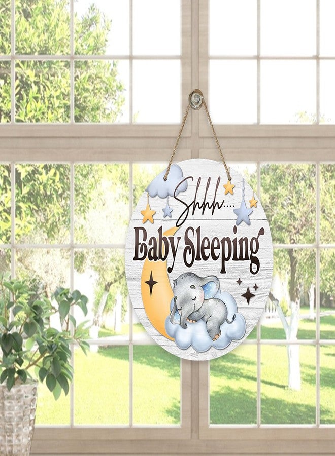 Deroro Shhh Baby Sleeping Front Door Sign, Elephant Moon Cloud Stars Wood Door Hanger Nursery Kids Bedroom Decor, Infant Toddler Baby Boy Girl Room Rustic Wooden Wreath Indoor Wall Hanging Decoration - Image 5